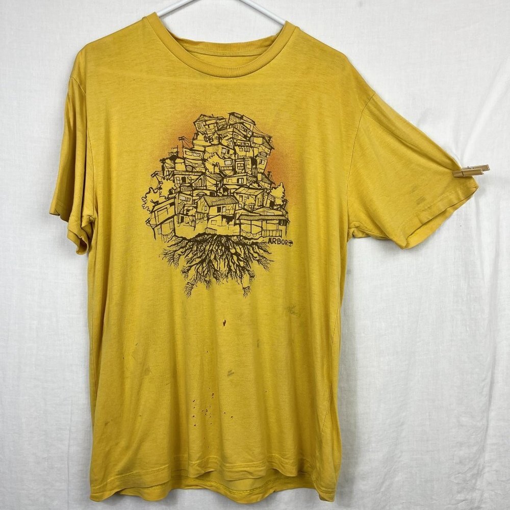Arbor Thrashed Organic Cotton Bamboo Graphic Tshirt Mens L Skater‎ Grunge Patina